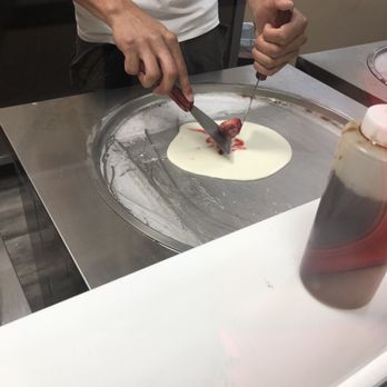 Let’s Roll! - Strawberry in the middle for their "Pink Panther" - Ice Cream & Frozen Yogurt Near Me - Merrick, New York