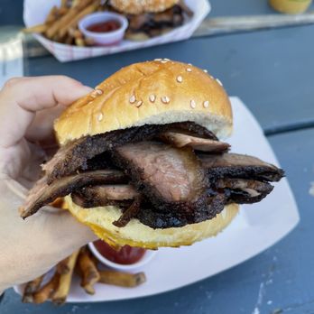 Garden District - Beef brisket sandwich, I asked for BBQ sauce on the side... - Barbeque Near Me - Washington, DC, District of Columbia