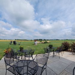 Beautiful view of treasured Wisconsin farmland right from the distillery's patio. I'm in love!