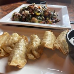 Saloon 27 Steak and Seafood - Pot stickers and Brussels sprouts