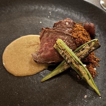 Barbacana - TX wagyu with okra and fried fufu. Such a fun take on a steak course. - Seafood Near Me - Houston, Texas Barbacana - TX wagyu with okra and fried fufu. Such a fun take on a steak course. - Seafood Near Me - Houston, Texas