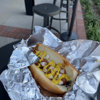 Damn Good Dogs - a hot dog with mustard and ketchup - Burgers Near Me - High Point, North Carolina