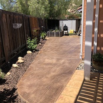 Gami Escobar Landscaping - South side of the house.  Stamped concrete added. - Landscaping Near Me - San Diego, California