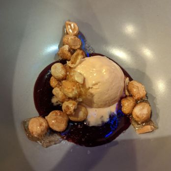 Foreign & Domestic - Foie mousse with peanut glass and sherry-cherry jam - New American Near Me - Austin, Texas Foreign & Domestic - Foie mousse with peanut glass and sherry-cherry jam - New American Near Me - Austin, Texas
