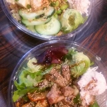 Poke Kai - The tofu and shrimp bowl and tako (octopus) and ahi bowl. - Hawaiian Near Me - Long Beach, California Poke Kai - The tofu and shrimp bowl and tako (octopus) and ahi bowl. - Hawaiian Near Me - Long Beach, California