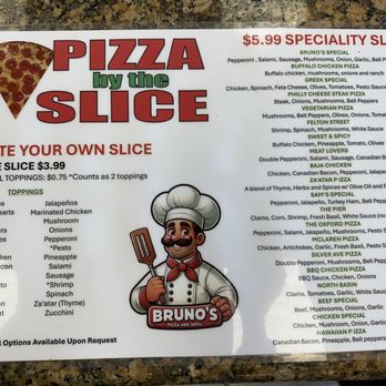 Bruno's Pizza & Grill - Menu of pizza by the slice options - Pizza Near Me - San Francisco, California Bruno's Pizza & Grill - Menu of pizza by the slice options - Pizza Near Me - San Francisco, California