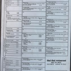 Thai Thai - Menu