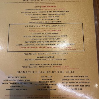 Niku X - Menu - May 2026 - Steakhouses Near Me - Los Angeles, California