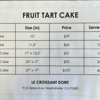 Le Croissant Dore - Current Prices - Bakeries Near Me - Westminster, California