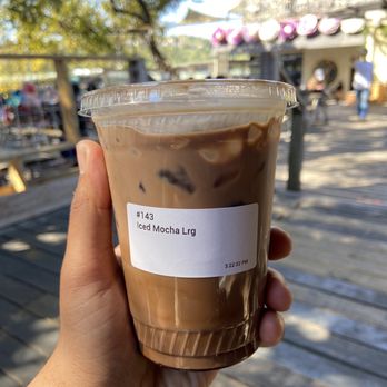Mozart's Coffee Roasters - IG @theVeggieConsultant  Large Iced Mocha - Coffee & Tea Near Me - Austin, Texas