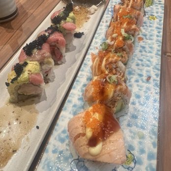The Shoya - Jolly Tumbly on the left and Aburi Salmon on the right - Sushi Bars Near Me - Pleasant Hill, California The Shoya - Jolly Tumbly on the left and Aburi Salmon on the right - Sushi Bars Near Me - Pleasant Hill, California
