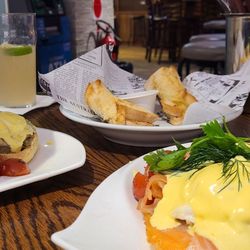 Cheers Bar - Cheese rolls, smashed benedict, New York benedict, and ginger beers