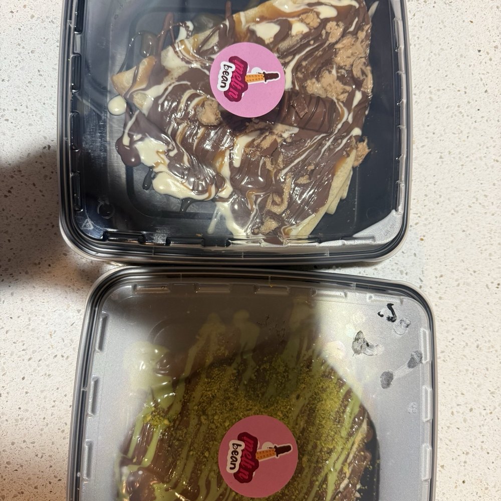 Two Crepes! Kinder Bueno (Top) and Dubai Chocolate (Bottom) Two Crepes! Kinder Bueno (Top) and Dubai Chocolate (Bottom)