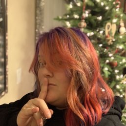 Newest color! A dash of orange, pink, and blue on top of purple roots.