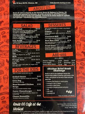 Menu photo 2 Route 66 Cafe At The Market Clinton, OK