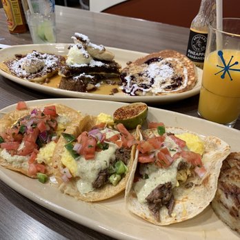 Snooze, an A.M. Eatery - Juan's breakfast tacos.. pancakes flight - Breakfast & Brunch Near Me - Phoenix, Arizona Snooze, an A.M. Eatery - Juan's breakfast tacos.. pancakes flight - Breakfast & Brunch Near Me - Phoenix, Arizona