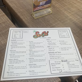 SoCal Cantina - Menu - Cocktail Bars Near Me - Miami, Florida SoCal Cantina - Menu - Cocktail Bars Near Me - Miami, Florida