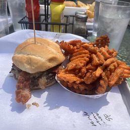 B Big Bad Bacon Burger, Sweet potato fries B Big Bad Bacon Burger, Sweet potato fries