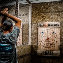 Bad Axe Throwing - Axe Thrower and Target in OKC