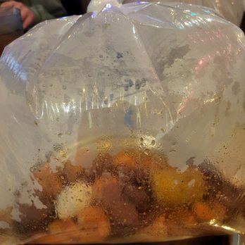 Laughing Crab - 1/2 lb Shrimp 1/2 lb Sausage 1 Egg 1 Potatoe 1 Corn with All Seasoning. Yummy! - Seafood Near Me - Tyler, Texas