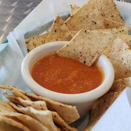 Yummy sauce and fresh baked chips