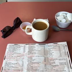 Kenny's Pit Stop - Menu + Hot coffee with milk & honey :)