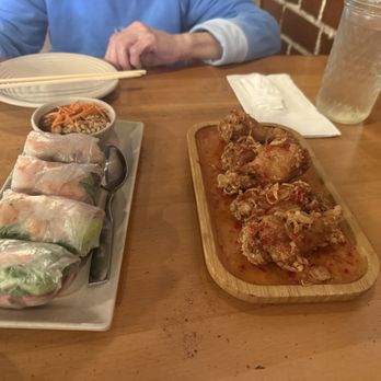 Ngon Vietnamese Kitchen - Appetizers - Spring rolls w peanut sauce, good!- 4 stars Nuoc Mam Wings, over cooked and drenched in sauce- 2 stars - Vietnamese Near Me - Dallas, Texas Ngon Vietnamese Kitchen - Appetizers - Spring rolls w peanut sauce, good!- 4 stars Nuoc Mam Wings, over cooked and drenched in sauce- 2 stars - Vietnamese Near Me - Dallas, Texas