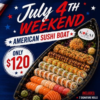 Kokai Sushi & Lounge - Large Sushi Boat Special for only $120. Perfect for sharing with family and friends. www.kokaisushi.com - Japanese Near Me - Doral, Florida Kokai Sushi & Lounge - Large Sushi Boat Special for only $120. Perfect for sharing with family and friends. www.kokaisushi.com - Japanese Near Me - Doral, Florida