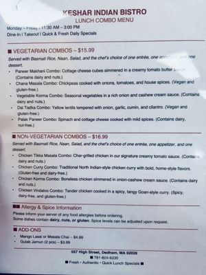 Menu photo 1 Keshar Dedham, MA