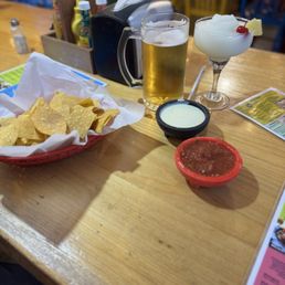 Pina colada and tall beer Pina colada and tall beer