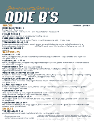 Menu photo 2 Odie B's Sunnyside Denver, CO