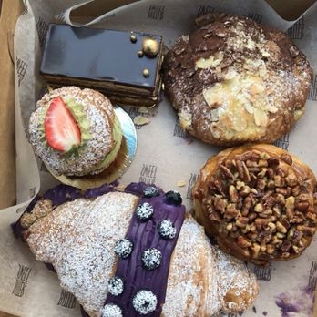 Bittersweet Pastry Shop - Ube croissant, pecan roll, strawberry matcha choux, opera cake, chocolate almond croissant - Bakeries Near Me - Chicago, Illinois