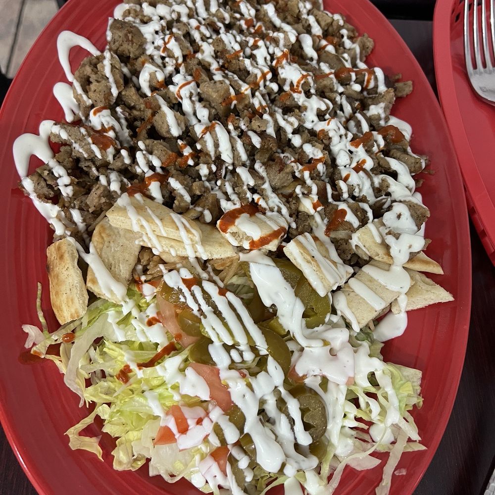 Gyro Hub - Lamb over rice with salad - Mediterranean Near Me - South Windsor, Connecticut Gyro Hub - Lamb over rice with salad - Mediterranean Near Me - South Windsor, Connecticut