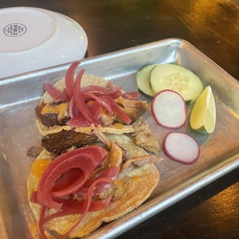 Next Door - 2 x $5 happy hour tacos (super small!) - Mexican Near Me - Long Beach, California Next Door - 2 x $5 happy hour tacos (super small!) - Mexican Near Me - Long Beach, California