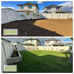 JBL Landscaping Services - Before and After : CMU Tile Planter Bed, El-toro Grass Sod Installation.