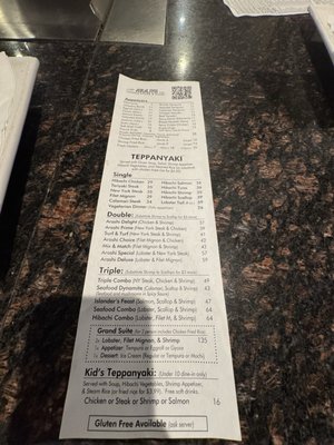 Menu photo 1 Arashi Teppan Steak & Sushi Murrieta, CA