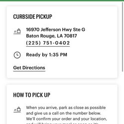 Confirmation for curbside but workers said they don't do curbside