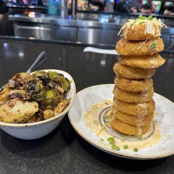 The Brew Brothers Tap House - Brussels Sprouts and Onion Ring Tower. - Brewpubs Near Me - Laughlin, Nevada