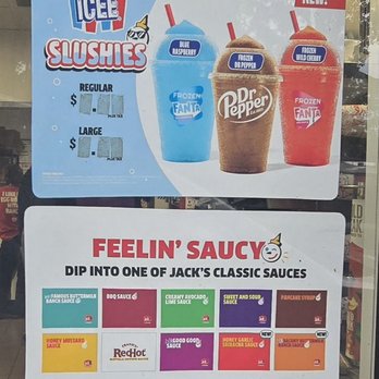 Jack In The Box - Slushies and sauce signage - Fast Food Near Me - Longwood, Florida Jack In The Box - Slushies and sauce signage - Fast Food Near Me - Longwood, Florida
