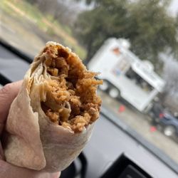 Tacos El Vaquero - Inside the El Pastor burrito.