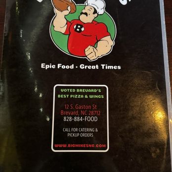 Big Mike's - Menu March 2024 - Pizza Near Me - Brevard, North Carolina