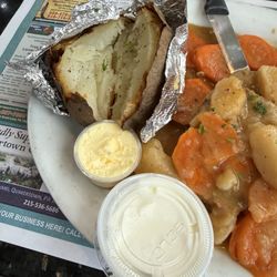 Baked potato that came with the pot roast. There were no corn, peas or onions as some other places add.