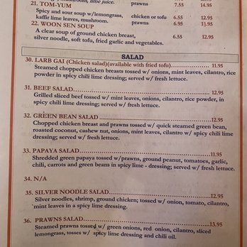 Sri Thai Cuisine - Menu April 2023 - Thai Near Me - San Francisco, California