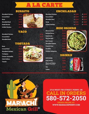 Menu photo 1 Mariachi Mexican Grill Perry, OK