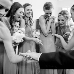 Jenny Demarco Photography - Bridesmaids checking out the wedding bands after the cermeony at Central Christain Church