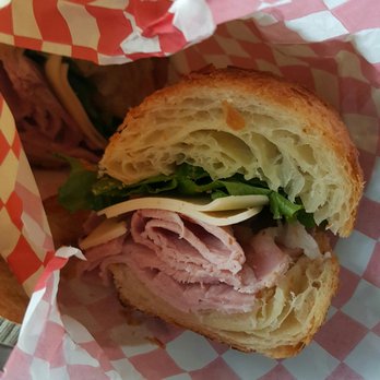Les Co'Pains d'Abord - croissant with turkey and ham and lettuce - Bakeries Near Me - Montreal, Quebec
