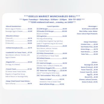 O'Dell's Market & Grill - Menu - Nurseries & Gardening Near Me - Crawley, West Virginia