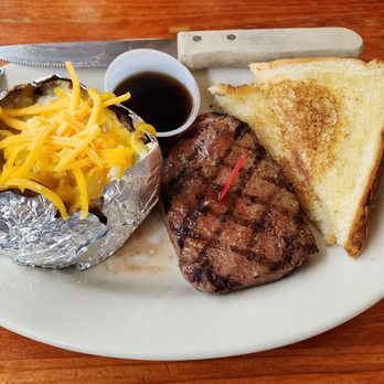 Luckey's Fish House - Steak with Loaded Baked Potato - Seafood Near Me - Mize, Mississippi