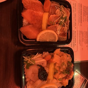 Tamari Bar - Salmon and scallop sushi boxes - Izakaya Near Me - Seattle, Washington Tamari Bar - Salmon and scallop sushi boxes - Izakaya Near Me - Seattle, Washington