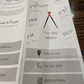 Sushi Ta’eem - To go menu with address - Sushi Bars Near Me - Brooklyn, New York Sushi Ta’eem - To go menu with address - Sushi Bars Near Me - Brooklyn, New York